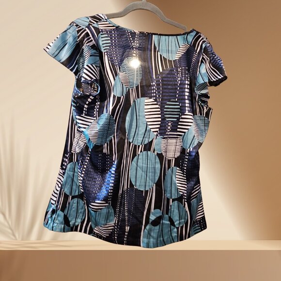 APT. 9 Blue & Black Abstract Print Blouse | Size L - Picture 3 of 5